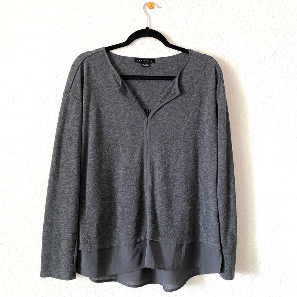 Anthropologie Sanctuary Split V Neck Long Sleeve Blouse Size Large